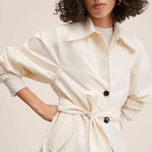 (nwt) MANGO Balloon-sleeve Trench Coat - Picture 2 of 3